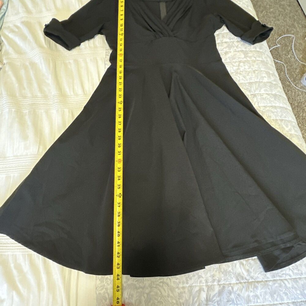 Unique Vintage XL 14 Dolores Swing Black Dress Midi Women’s Stretch - Picture 8 of 14